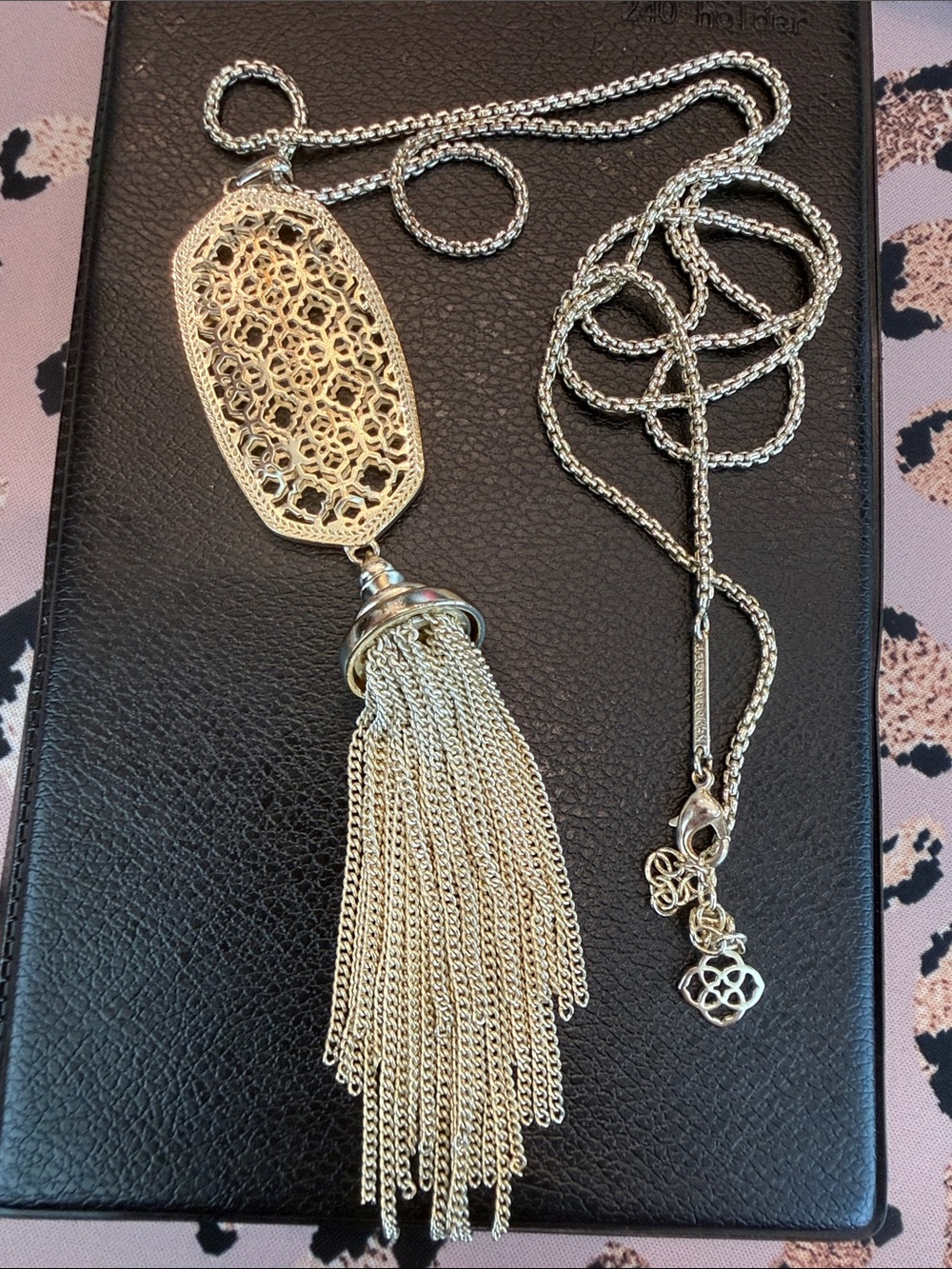 Authentic Kendra Scott gold Filigree Long Tassel Necklace